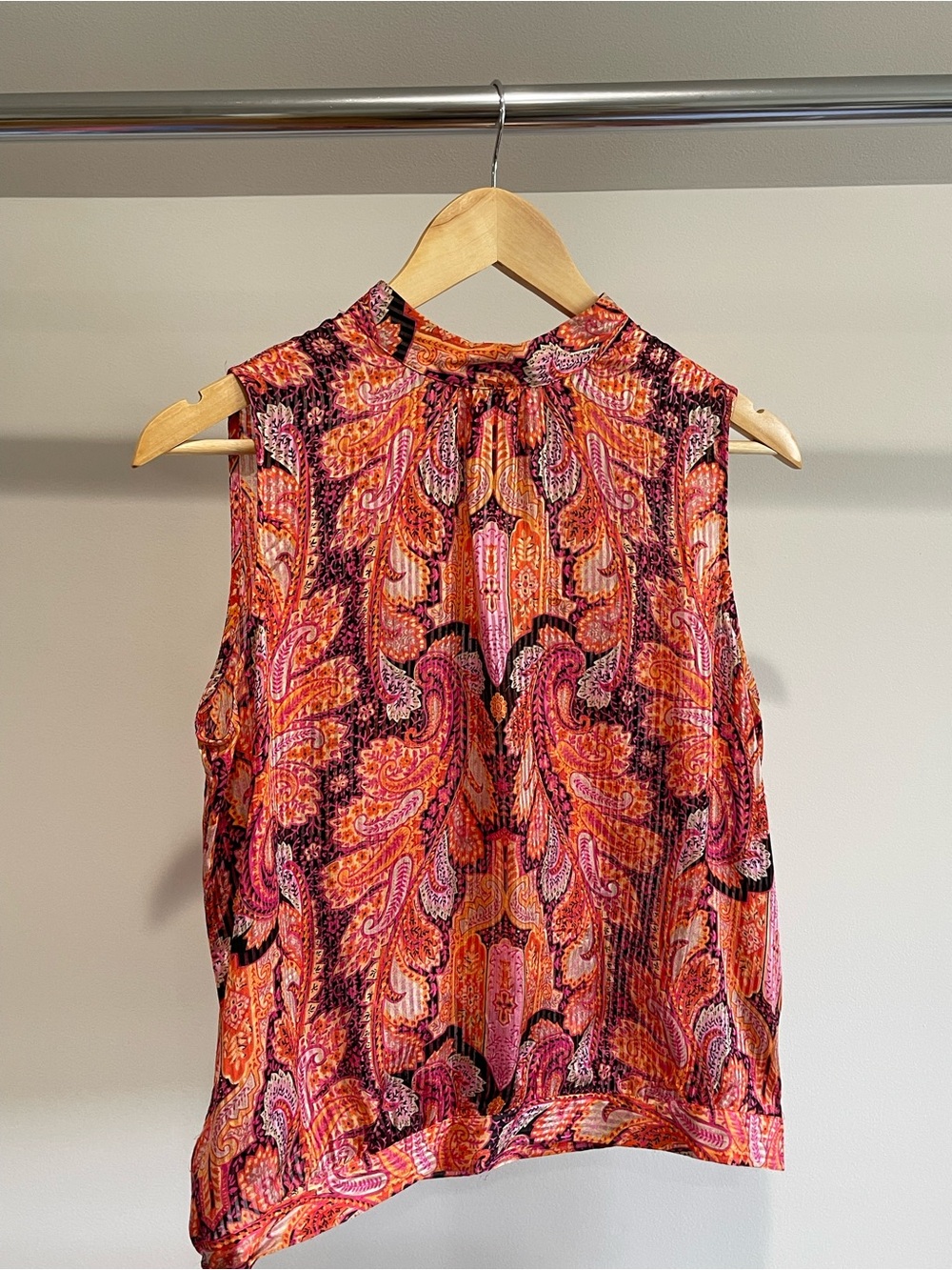 Talbots Sleeveless Paisley Tank Top - Pink & Orange